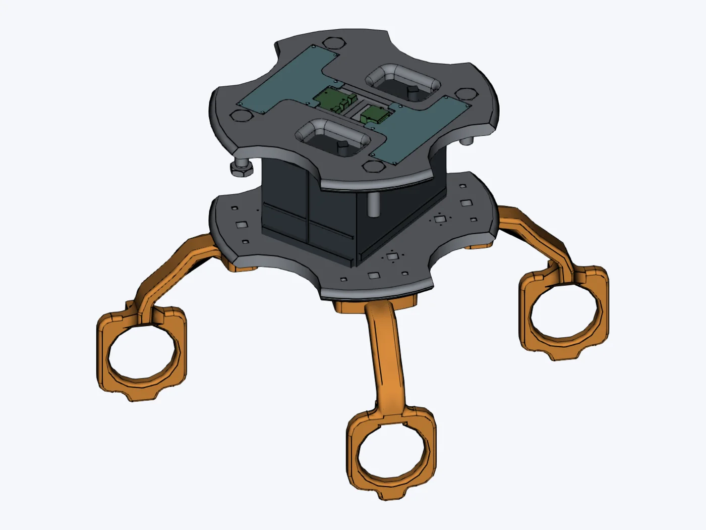 Detail van het FLOAT-E-frame met montageplaten en motorarmen